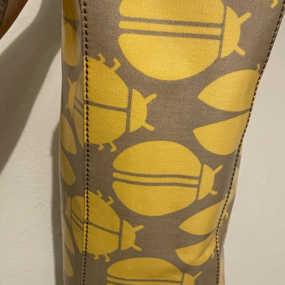 Fossil Key-Per Yellow & Gray Ladybug Print Tote B… - image 8